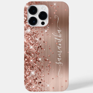 Glittery Roos Gold Glam Modern Girly Handtekening Case-Mate iPhone 14 Pro Max Hoesje