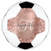 Glittery Roos Gold Glam Monogram Voetbal (Voorkant)