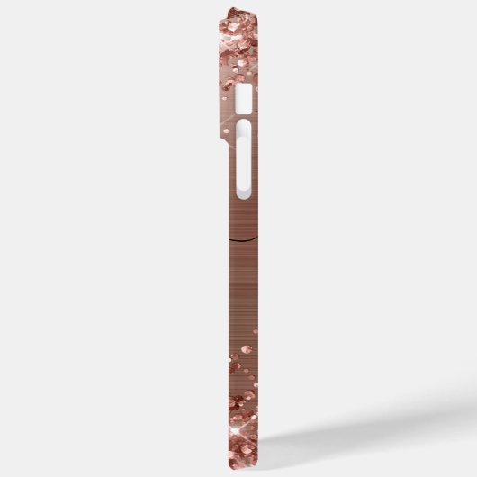 Glittery Roos Gold Glam Monogrammen Case-Mate iPhone Case (Achterkant / Links)