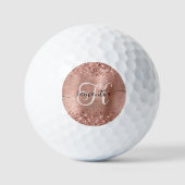 Glittery Roos Gold Glam Monogrammen Golfballen (Voorkant)