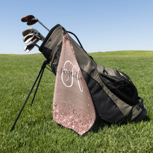 Glittery Roos Gold Glam Monogrammen Golfhanddoek (Groen)
