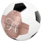 Glittery Roos Gold Glam Monogrammen Voetbal (Drie kwart)