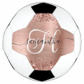 Glittery Roos Gold Glam Monogrammen Voetbal (Voorkant)