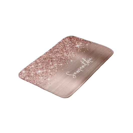 Glittery Roos Gold Glam Name Badmat (Gekanteld)