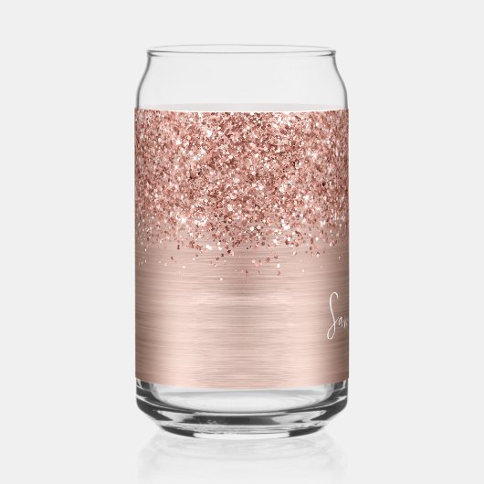 Glittery Roos Gold Glam Name Blikvorm Glas (Rechts)