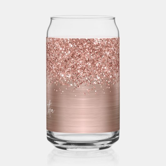 Glittery Roos Gold Glam Name Blikvorm Glas (Links)