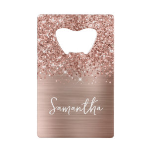 Glittery Roos Gold Glam Name Creditkaart Flessenopener
