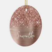 Glittery Roos Gold Glam Name Foto Keramisch Ornament (Rechts)