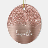 Glittery Roos Gold Glam Name Foto Keramisch Ornament (Links)