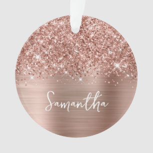 Glittery Roos Gold Glam Name Foto Ornament