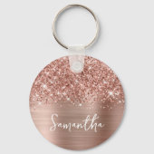 Glittery Roos Gold Glam Name Foto Sleutelhanger (Voorkant)