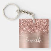 Glittery Roos Gold Glam Name Foto Sleutelhanger (Voorkant)