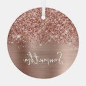 Glittery Roos Gold Glam Name Glas Ornament (Achterkant)