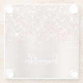 Glittery Roos Gold Glam Name Glazen Onderzetter (Achterkant)