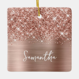 Glittery Roos Gold Glam Name Keramisch Ornament