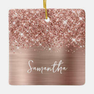 Glittery Roos Gold Glam Name Keramisch Ornament