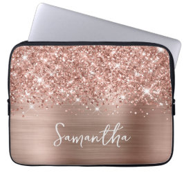 Glittery Roos Gold Glam Name Laptop Sleeve