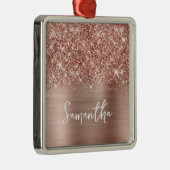 Glittery Roos Gold Glam Name Metalen Ornament (Rechts)