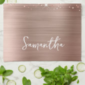 Glittery Roos Gold Glam Name Theedoek (Gevouwen)