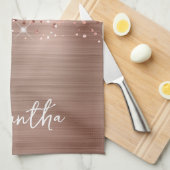 Glittery Roos Gold Glam Name Theedoek (Quarter Fold)