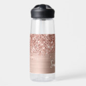 Glittery Roos Gold Glam Name Waterfles (Voorkant)