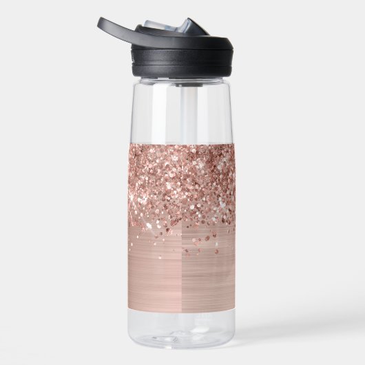 Glittery Roos Gold Glam Name Waterfles (Rechts)