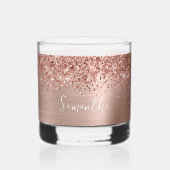 Glittery Roos Gold Glam Name Whisky Glas (Voorkant)