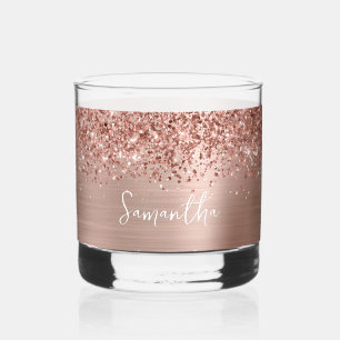 Glittery Roos Gold Glam Name Whisky Glas