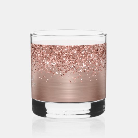 Glittery Roos Gold Glam Name Whisky Glas (Links)