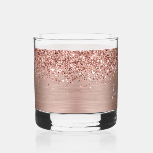 Glittery Roos Gold Glam Name Whisky Glas (Rechts)