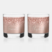 Glittery Roos Gold Glam Name Whisky Glas (Voorkant)