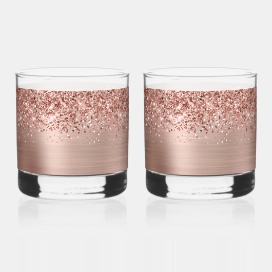 Glittery Roos Gold Glam Name Whisky Glas (Achterkant)