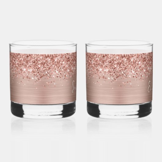 Glittery Roos Gold Glam Name Whisky Glas (Rechts)