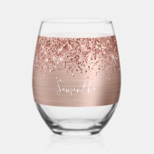 Glittery Roos Gold Glam Name Wijnglas Zonder Voet (Voorkant)