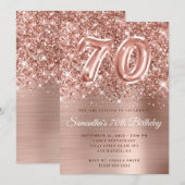 Glittery Roos Gold Glam nummer 70e verjaardag Kaart (Voorkant / Achterkant)