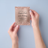 Glittery Roos Gold Glam Ombre 60th Birthday Paper Flyer (Hand)