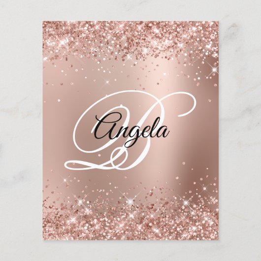 Glittery Roos Gold Glam Ombre 60th Birthday Paper Flyer (Achterkant)