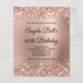 Glittery Roos Gold Glam Ombre 60th Birthday Paper Flyer (Voorkant)