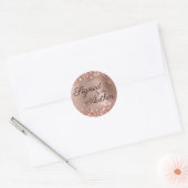 Glittery Roos Gold Glam Ondertekend door de auteur Ronde Sticker (Envelop)
