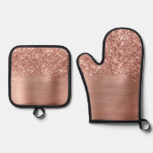 Glittery Roos Gold Glam Ovenwant & Pannenlap Set (Voorkant)