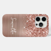 Glittery Roos Gold Glam Script Name Case-Mate iPhone Case (Achterkant (horizontaal))