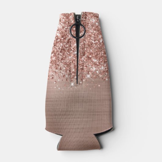 Glittery Roos Gold Glam Script Name Flesjeskoeler (Achterkant)