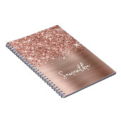 Glittery Roos Gold Glam Script Name Notitieboek (Rechterzijde)