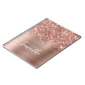 Glittery Roos Gold Glam Script Name Notitieboek (Linkerzijde)