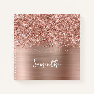 Glittery Roos Gold Glam Script Name Notitieboek
