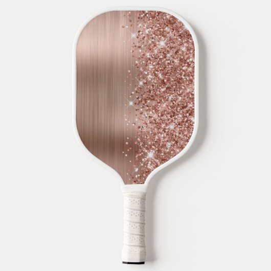 Glittery Roos Gold Glam Script Name Pickleball Paddle (Achterkant)