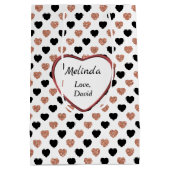 Glittery Roos Gold Hearts Valentijn Medium Cadeauzakje (Achterkant)