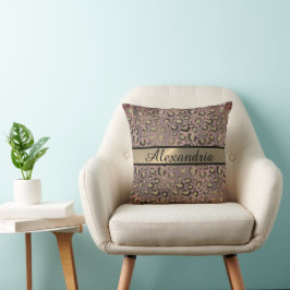 Glittery Roos Gold Leopard gepersonaliseerd Kussen