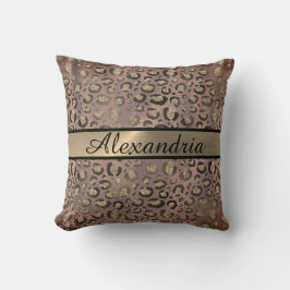 Glittery Roos Gold Leopard gepersonaliseerd Kussen