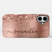 Glittery Roos Gold Metallic Girly Black Signature Case-Mate iPhone Case (Achterkant (horizontaal))